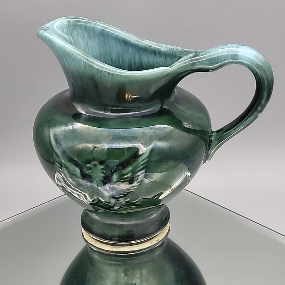 Hull Pottery Drip Glaze Eagle Small Pitcher #F91 Green Vintage USA Americana - Picture 2 of 10
